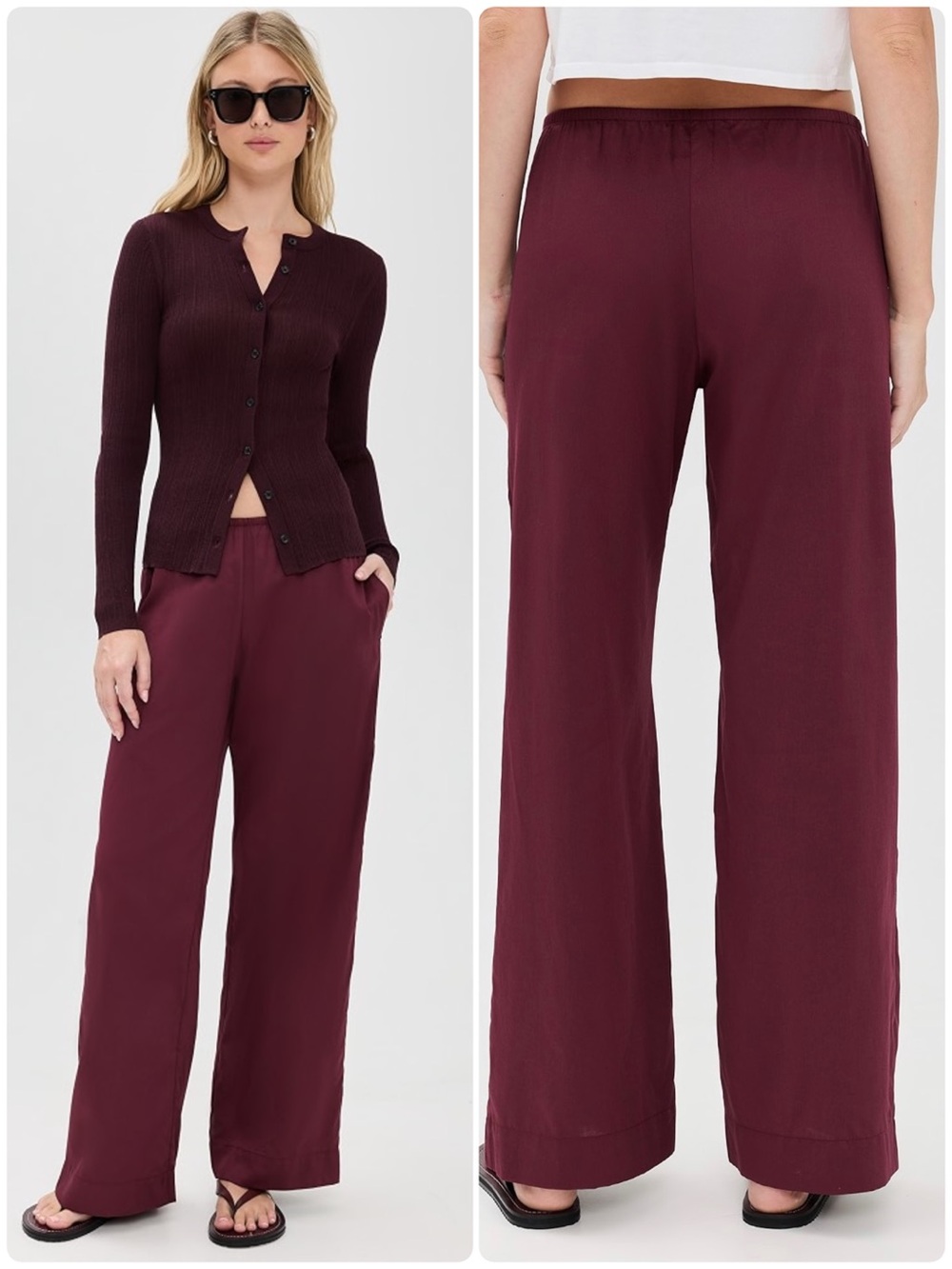 LESET Yoko Pocket Pants Merlot Red Maroon Size Medium